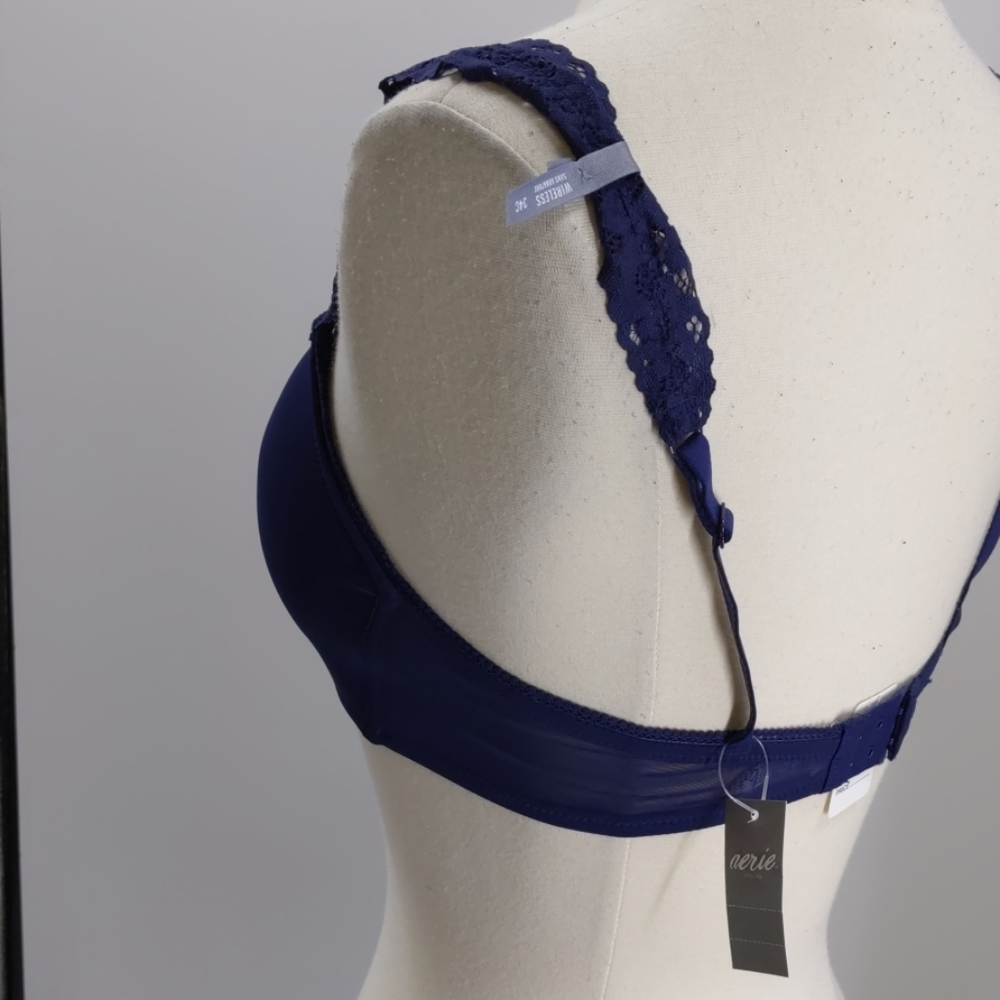Aerie navy blue wireless bra w lace straps-sz 34C - Picture 4 of 7